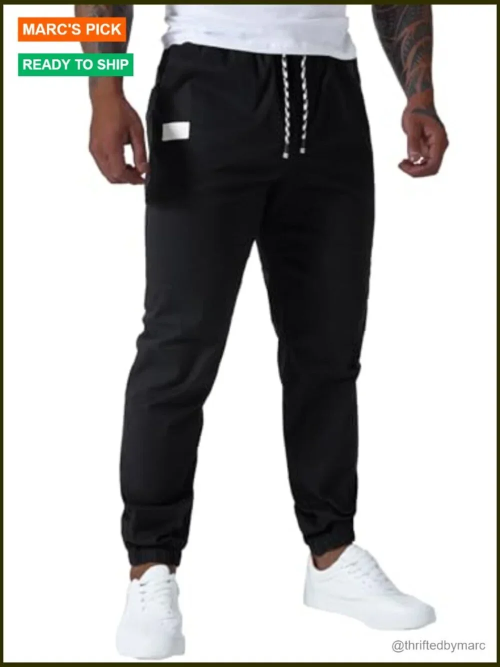 Men's Cargo Joggers Cotton Sweatpants Drawstring Elastic Waist Multi-Pocket